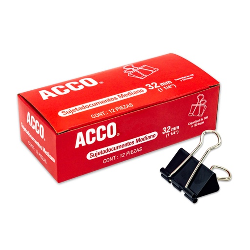 [ACO-SUJ-P2463] Sujeta Documentos Mediano Acco Capacidad Hasta 125 Hojas, 32Mm