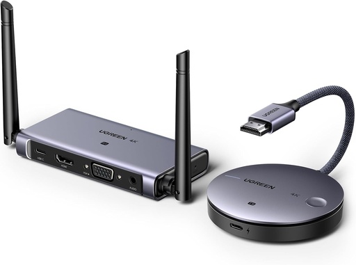 [UGRREN-HDMI-INA] UGREEN Transmisor y Receptor Inalámbrico HDMI 4K 30HZ, 5G/2.4G HDMI Extender 164FT/50M, Transmisión Inalámbrica HDMI para Ordenador Portátil/Cámara/TV Box/DVD