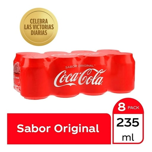 [COCA-MINI8-235ML] Refresco Coca Cola Sabor Original Mini 8 Latas De 235 Ml