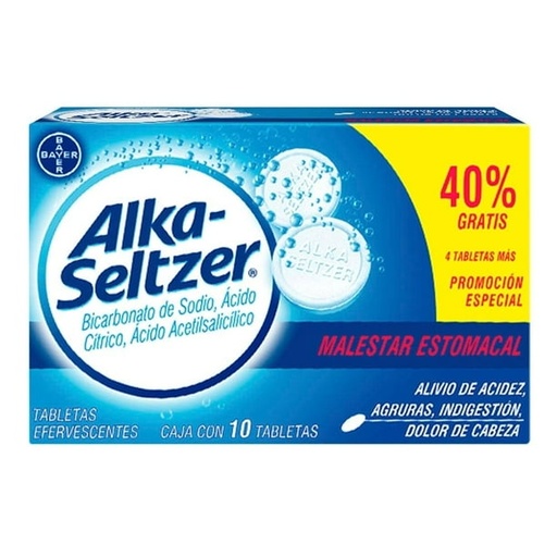 [MED-ALKAS-10] Antiacido Alka Setzer 10 Tabletas Efervescentes