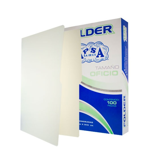 [APS-FOL-L20] Folder Crema Apsa Tamaño Oficio, Paquete Con 100 Piezas