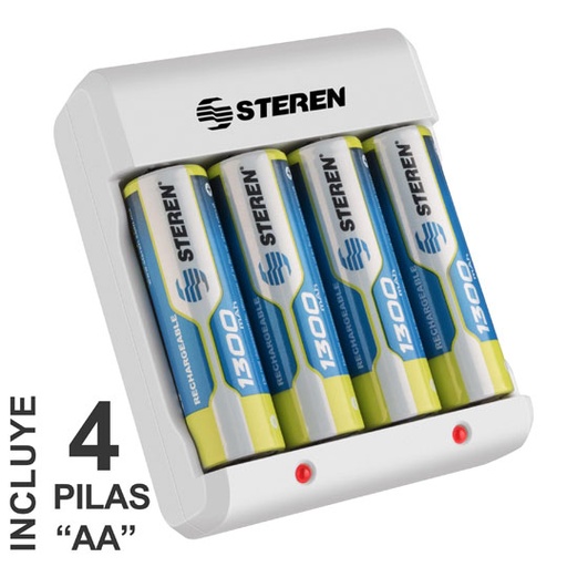 [STE-CAR-P015] Cargador Steren Para Aa Y Aaa+ 4 Aa Steren