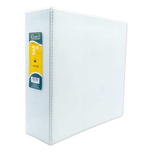 [AZO-CAR-9301BL] Carpeta Panorámica Con Cristal Kinera carta de 3" herraje "O" color blanco