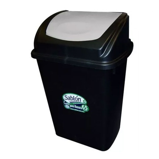 [SAB-CEST-8154] Cesto Con Tapa De Balancin Sablon Color Negro Con Gris