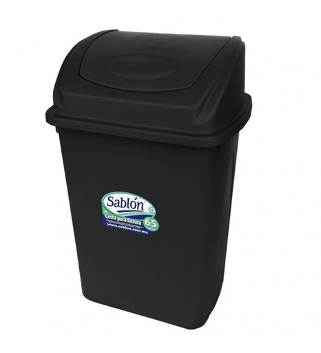 [SAB-CEST-8155] Cesto Con Tapa De Balancin Sablon Color Negro