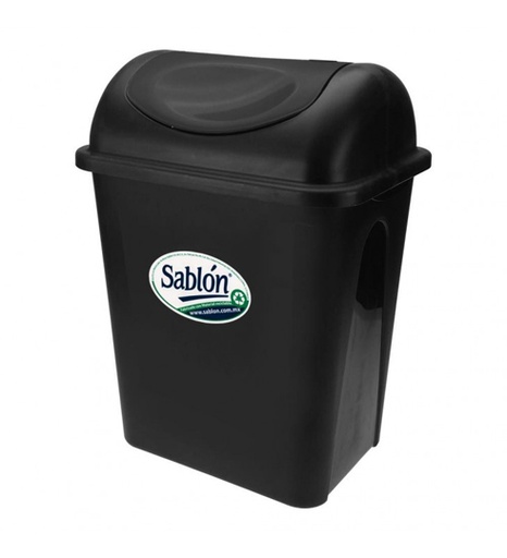 [SAB-CEST-8094NE] Cesto Mediano Balancin Con Tapa Sablon Color Negro