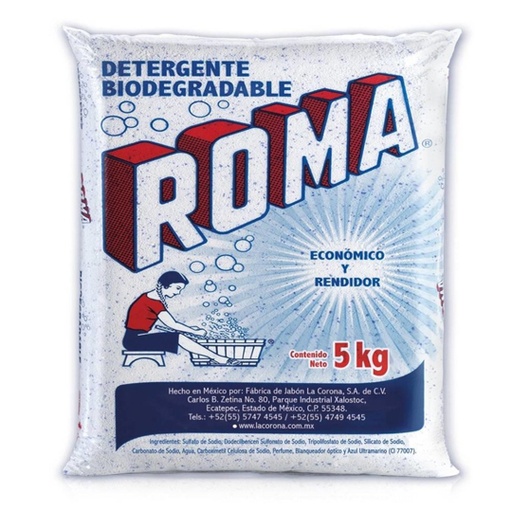 [LCO-DET-ROMA5] Detergente Multiusos Biodegradable En Polvo Roma bolsa 5 kg