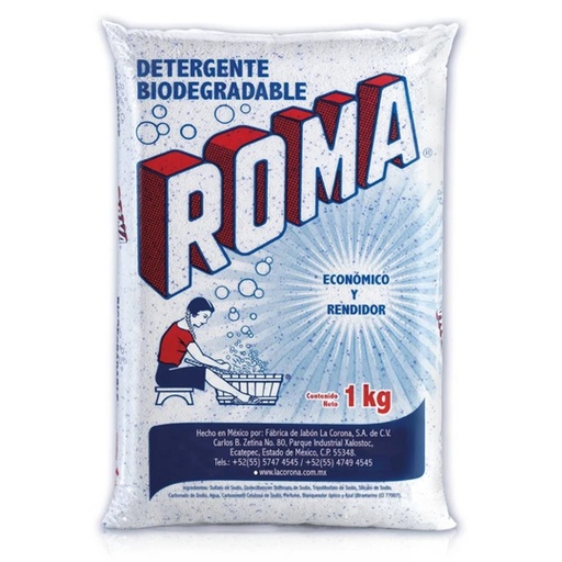 [LJA-DET-ROMA1] Detergente Multiusos Biodegradable En Polvo Roma bolsa 1 kg