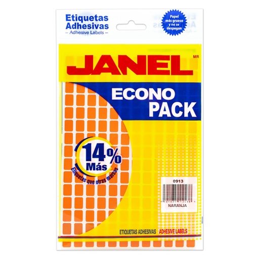 [JAN-ETQ-E169X13] Etiqueta Janel Econopack No.1 Naranja Coon 1440 Etiquetas De 9X13Mm