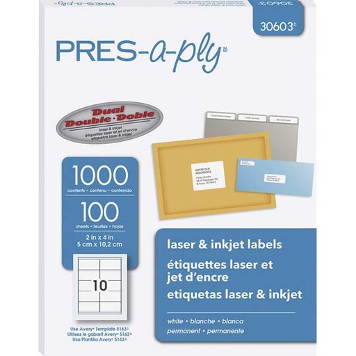 [AVE-ETI-30603] Etiqueta Tecnología Laser/Inkjet Avery Color Blanco