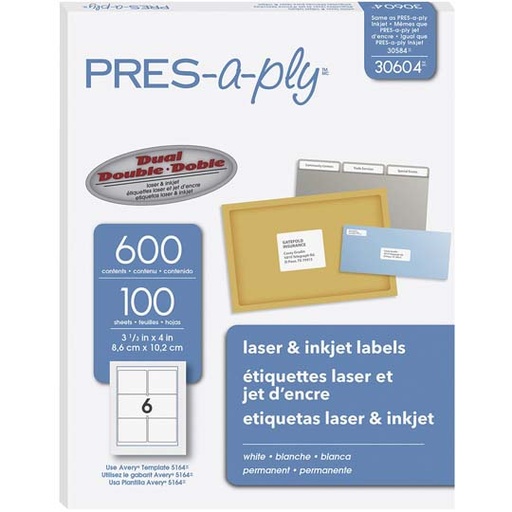 [AVE-ETI-30604] Etiqueta Tecnología Laser/Inkjet Avery Color Blanco
