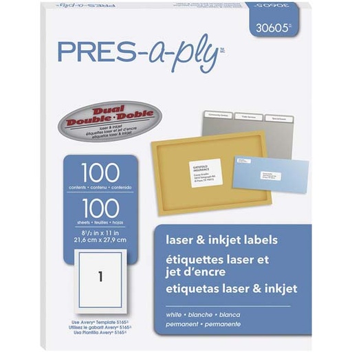 [AVE-ETI-30605] Etiqueta Tecnología Laser/Inkjet Avery Color Blanco