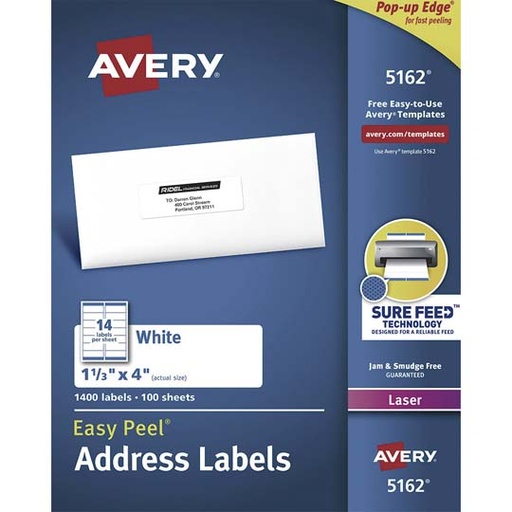 [AVE-ETI-5162] Etiqueta Tecnología Laser Avery Color Blanco