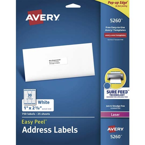 [AVE-ETI-5260] Etiqueta Tecnología Laser Avery Color Blanco