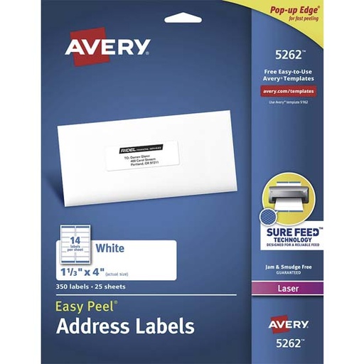 [AVE-ETI-5262] Etiqueta Tecnología Laser Avery Color Blanco