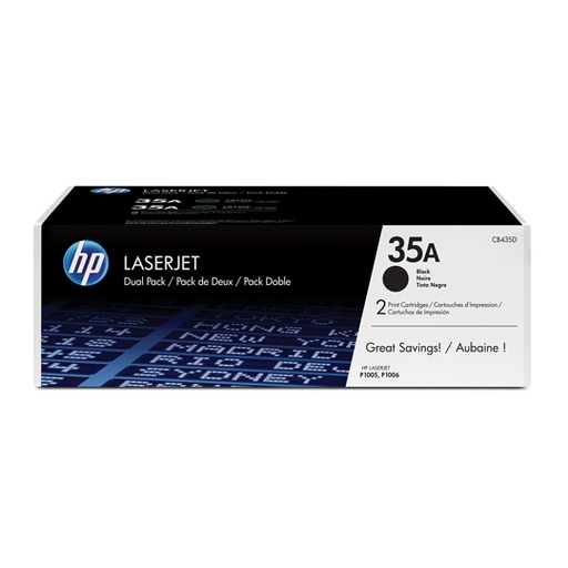 [HP-TO-CB435AD] Paquete De 2 Cartuchos De Tóner Negro Hp