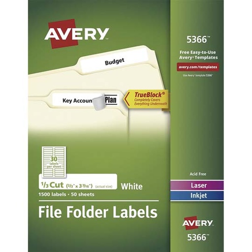 [AVE-ETI-5366] Etiqueta Tecnología Laser/Inkjet Avery Color Blanco