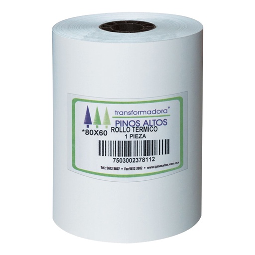 [PIN-ROL-RT8060] Rollo De Papel Térmico Pinos Altos 80 X 60 Mm Caja Con 50 Rollos