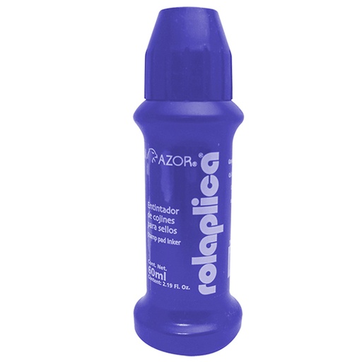 [AZO-TNT-587AZ] Tinta Para Sello Rolaplica Azor Color Azul sistema Roll-On 60 ml