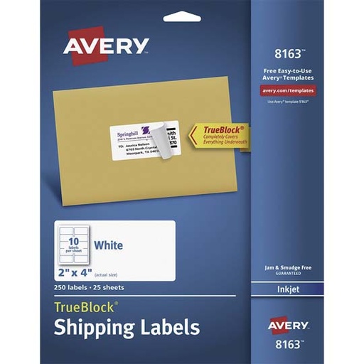 [AVE-ETI-8163] Etiqueta Tecnología Inkjet Avery Color Blanco
