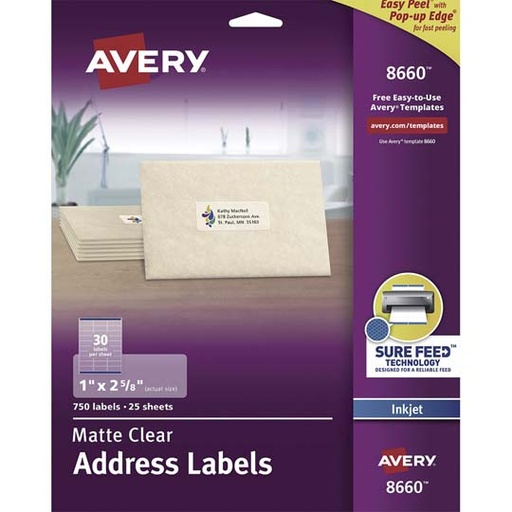 [AVE-ETI-8660] Etiqueta Tecnología Inkjet Avery Traslúcida