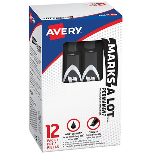 [AVE-MAR-07888] Marcador Estándar Permanente Negro Avery Caja Con 12 Piezas