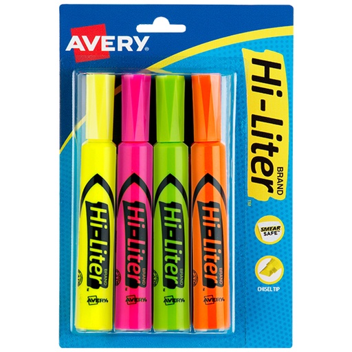 [AVE-MAR-24063] Resaltador Hi-Liter Surtido 4 Piezas Ave