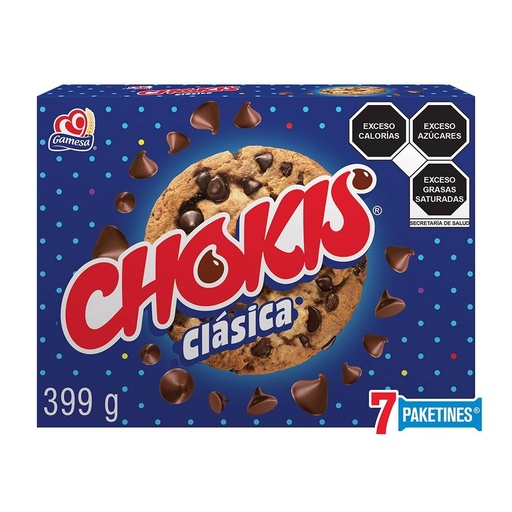 [GAMESA-CHOKIS-399G] Galletas Gamesa Chokis clásicas con chispas sabor chocolate 7 paketines de 57 g c/u