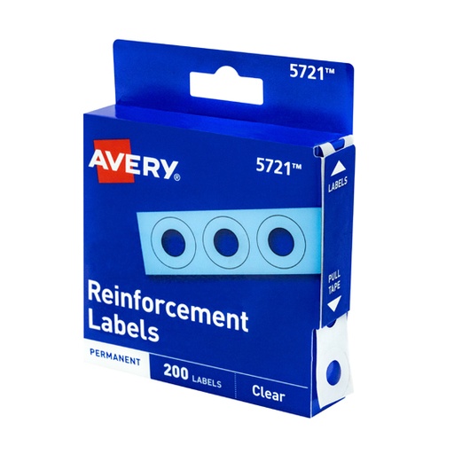 [AVE-REF-5721] Refuerzos De Hojas Avery Color Transparente, 200 Piezas