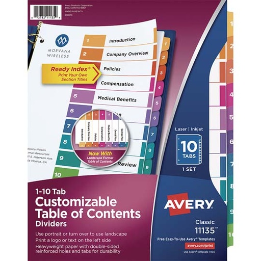 [AVE-SEP-11135] Separador Blanco Carta 10 Divisiones