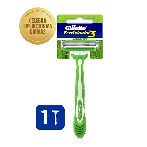 [GUILLETE-SENS-PRESTO] Rastrillo para afeitar desechable Gillette Prestobarba 3 sensitive 1 pza
