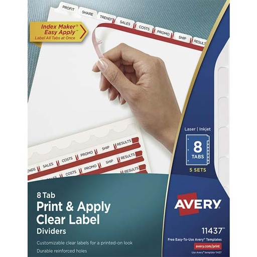 [AVE-SEP-11437] Separador Blanco Carta 8 Divisiones Avery, Tecnología Laser