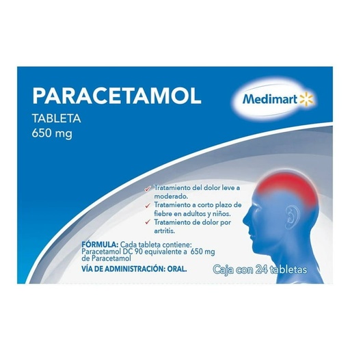 [MED-PARACETAMOL-650] Paracetamol Medimart 650 mg, 24 tabletas
