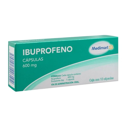 [MED-IBUPRO-600] Ibuprofeno Medimart 600 mg, 10 cápsulas