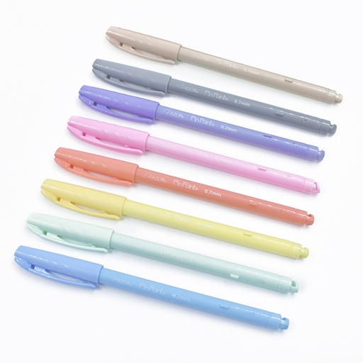 [AZO-BOL-6808P] Bolígrafo fino Pin Point 0.7 mm colores pastel surtidos empaque con 8 pzas