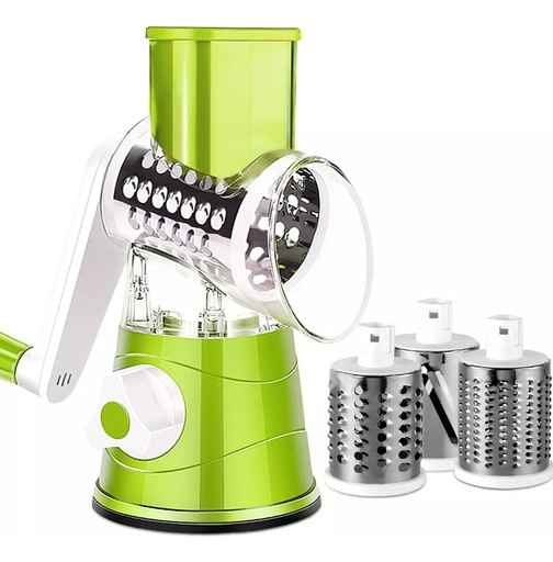 [COM-RALLAD-VDE] Rallador Cortador Manual De Verduras Quesos 3 Cabezales