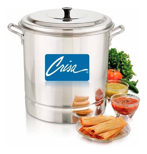 [CRISA-OLLA-26] Vaporera Olla Aluminio No. 26 Tamalera Verduras Cocina Crisa Color Gris