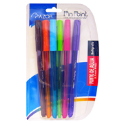 [AZO-BOL-6816S] Bolígrafo Fino Pin Point 0.7 Mm Colores Surtidos Empaque Con 6 Pza