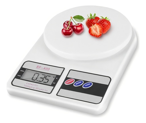 [COM-BAS-GRAM] Báscula Digital De Cocina Gramera Pesa De 1 Gramo A 10 Kilos Capacidad máxima 10 kg Color Blanco