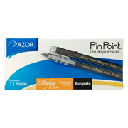 [AZO-BOL-6840NE] Bolígrafo Ultra Fino Pin Point 0.5 Mm Color Negro Caja Con 12 Pzas 
