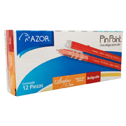 [AZO-BOL-6840RO] Bolígrafo Ultra Fino Pin Point 0.5 Mm Color Rojo Caja Con 12 Pzas