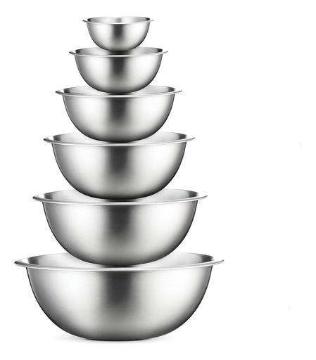 [CAF-BOWL-18-20-22-24-26-28] 6 Bowls Acero Inoxidable Alta Calidad 18-20-22-24-26-28cm