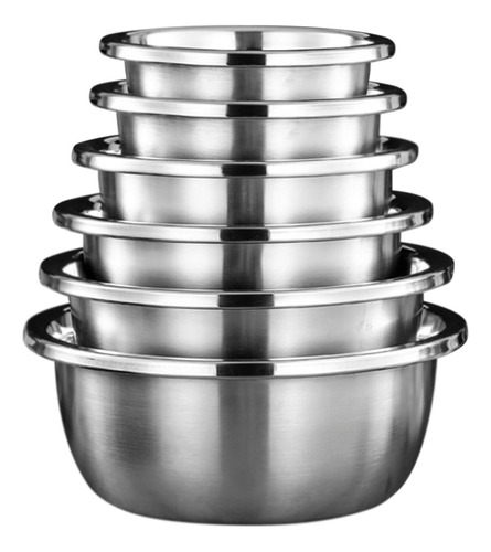 [CAF-BOWL-20-22-24-28-30-32] Juego De 6 Tazones Bowl De Acero Inoxidable Para Mezclar 20-22-24-28-30-32
