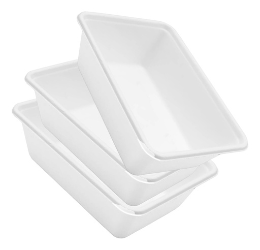 [CAF-CONT3-23CM] Contenedor Plástico Comida Recipiente Nevera Set 3piezas Blanco