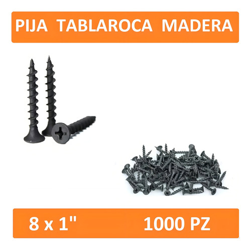 [FERR-PIJA-8X1] Pija Tablaroca Madera 8 X 1 Aglomerado Veker (1000Pz)