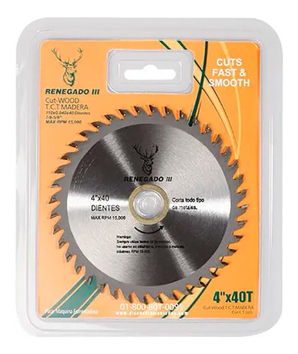[RENEGADO-CUT-WOOD] Disco Para Corte Madera Esmeril 4-1/2
