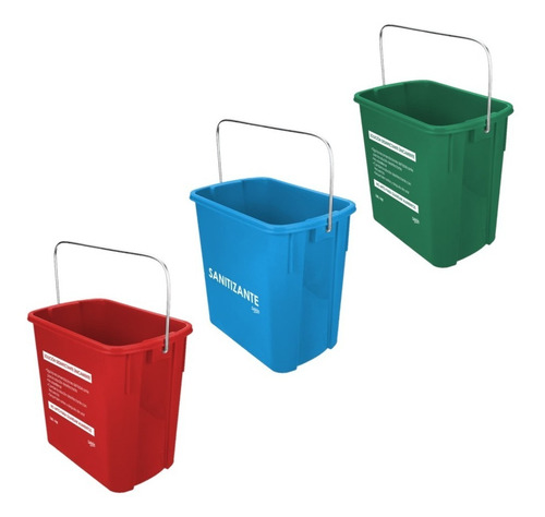 [SABLOB-CUBETAS-PACK3SAN] 3 Pack Cubeta Rectangular 3.8 L Con Impresión Sanitizante