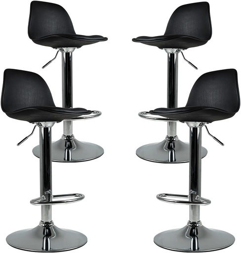 [MOB-BANCOBAR-4]  Juego de 4 Sillas para Bar con Reposapiés y Respaldo Medio | Taburetes Giratorios para Barra, Restaurantes, cocinas, con Altura Ajustable, Cómodas y Acolchadas
