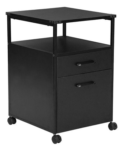 [MOB-ARCHIV-2GAV] Archivero De Madera 2 Gavetas Cajones Minimalista Negro