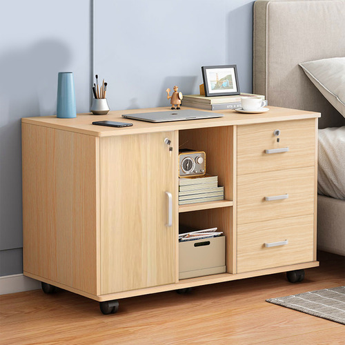 [MOB-ARCHIV-LAT3CAJ] Archivador De Madera, Archivador Lateral Movil De 3 Cajones, Soporte Para Impresora De Gabinete De Almacenamiento Con 2 Estantes Abiertos